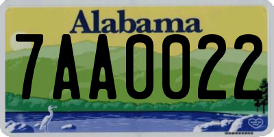 AL license plate 7AA0022