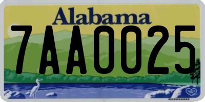 AL license plate 7AA0025