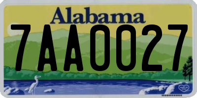 AL license plate 7AA0027