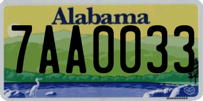 AL license plate 7AA0033