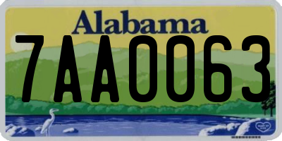 AL license plate 7AA0063