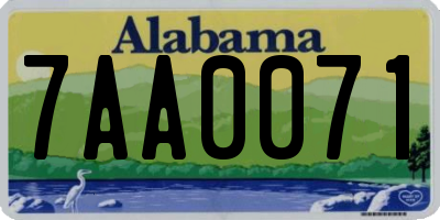 AL license plate 7AA0071