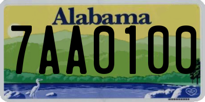 AL license plate 7AA0100