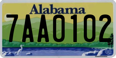 AL license plate 7AA0102