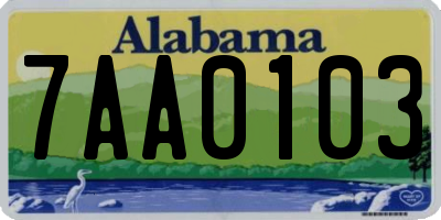 AL license plate 7AA0103