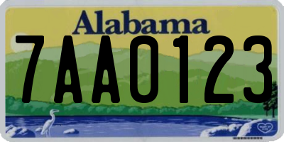 AL license plate 7AA0123