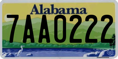 AL license plate 7AA0222