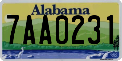 AL license plate 7AA0231