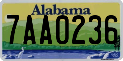 AL license plate 7AA0236