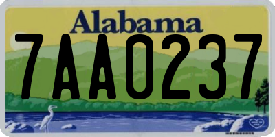 AL license plate 7AA0237