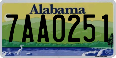 AL license plate 7AA0251