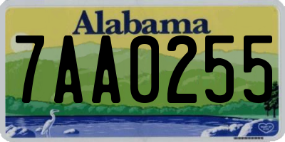 AL license plate 7AA0255