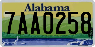 AL license plate 7AA0258