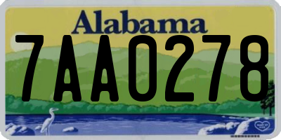 AL license plate 7AA0278