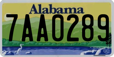AL license plate 7AA0289