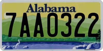 AL license plate 7AA0322