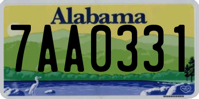AL license plate 7AA0331