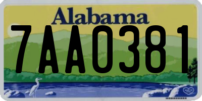 AL license plate 7AA0381