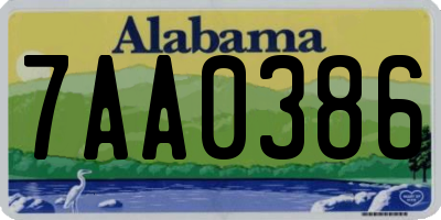 AL license plate 7AA0386
