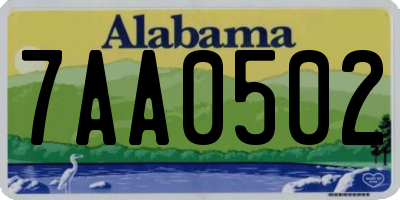 AL license plate 7AA0502