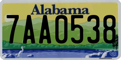 AL license plate 7AA0538