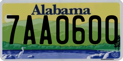 AL license plate 7AA0600