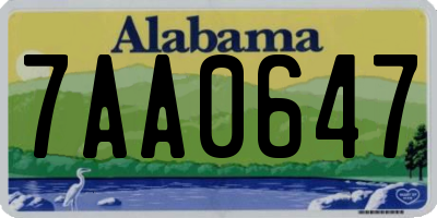 AL license plate 7AA0647