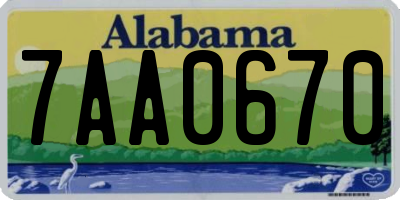 AL license plate 7AA0670
