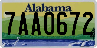 AL license plate 7AA0672