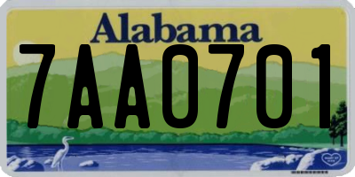 AL license plate 7AA0701