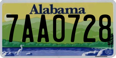 AL license plate 7AA0728