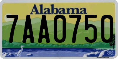 AL license plate 7AA0750