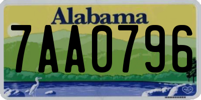 AL license plate 7AA0796