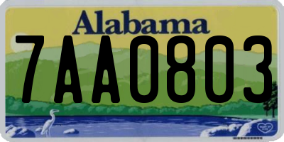 AL license plate 7AA0803