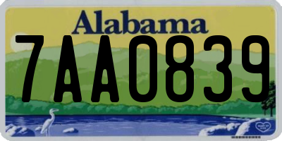 AL license plate 7AA0839