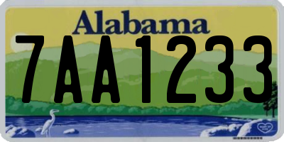 AL license plate 7AA1233
