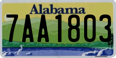 AL license plate 7AA1803