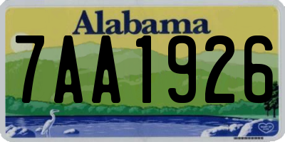 AL license plate 7AA1926