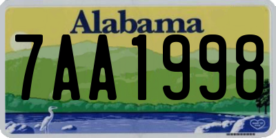 AL license plate 7AA1998