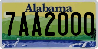 AL license plate 7AA2000