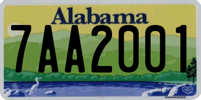 AL license plate 7AA2001