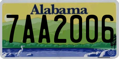 AL license plate 7AA2006