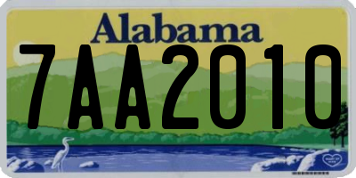 AL license plate 7AA2010