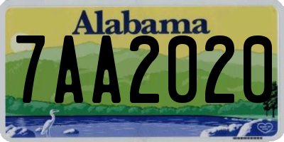 AL license plate 7AA2020