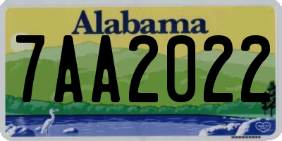 AL license plate 7AA2022
