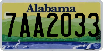 AL license plate 7AA2033