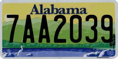 AL license plate 7AA2039
