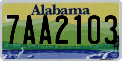 AL license plate 7AA2103