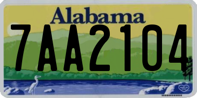 AL license plate 7AA2104