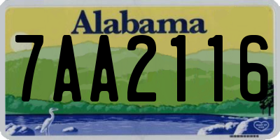 AL license plate 7AA2116